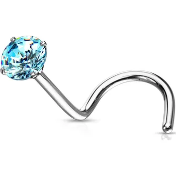 Piercing Šperky4U Zahnutý piercing do nosu - tyrkysový zirkon - N0136Q-025