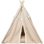 Teepee BOHO s polštářem, 55 x 65 x 55 cm, bavlna, béžová