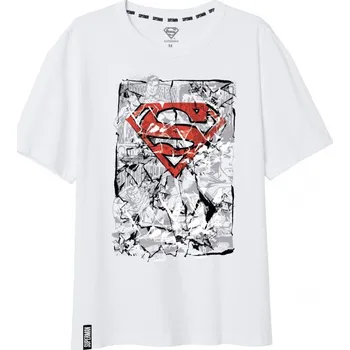 Pánské tričko E plus M • Pánské tričko s krátkým rukávem Superman - 100% bavlna - bílé XL