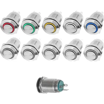 vypínač Onpira LED tlačítkový spínač 12V/48V, Ø12/16 mm Rozměr: 12 mm, Barva: Červená, Model: Bez aretace