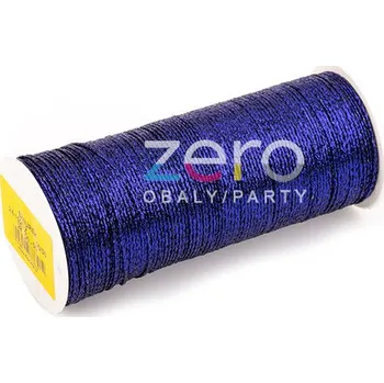 Stuha Šňůrka lurexová s drátkem 30 m - modro-fialová