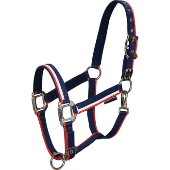EQUESTRO Set ohlávky s vodítkem White Trim Equestro, navy/red PONY