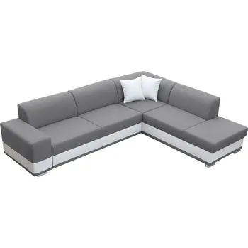 Sedací souprava Rozkládací rohová sedačka DARCO světle šedá / bílá