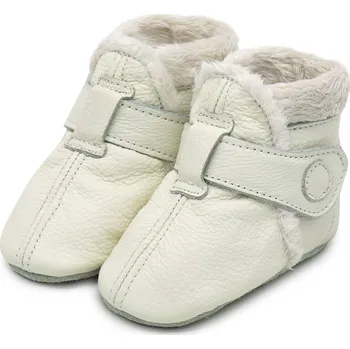 Capáčky CAROZOO Kožené capáčky zimní bílé 18-24 měsíců Bílá 22,5