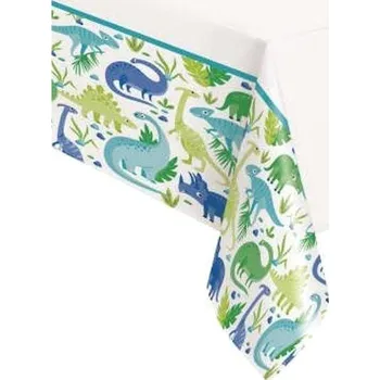 Jednorázový ubrus Plastový ubrus dinosaurus - zelenomodrý - 137 x 213 cm