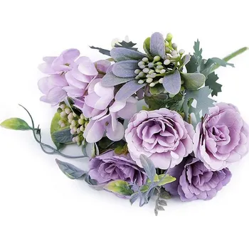 umělá květina Stoklasa Kytice růže/hortenzie, fialová