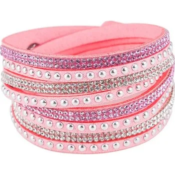 Náramek Náramek na ruku zdobený lesklými kamínky - růžový