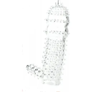 Návlek na penis LOLO gelový návlek na penis s vroubky a stimulátorem čirý