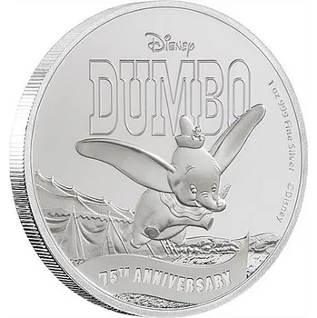 DISNEY CLASSIC SLON DUMBO coin NIUE Disney Classic 75th Anniversary of Dumbo - 1 oz stříbrná mince