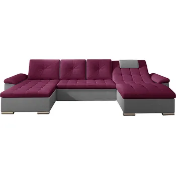 Sedací souprava Rozkládací rohová sedačka MORGAN fialová / šedá