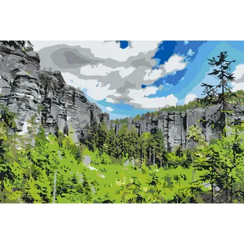 Malování podle čísel - Adršpašské skály Velikost: 40x60cm, Rámování: Pouze srolované plátno