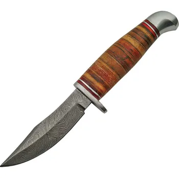 lovecký nůž Damascus Stacked Leather Skinner