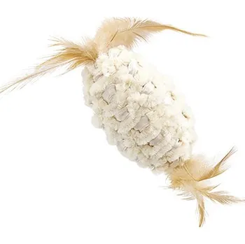 Hračka pro kočku Hračka pro kočky Magic Cat míč váleček žinylkový s pírky a catnipem 20 cm, různé barvy