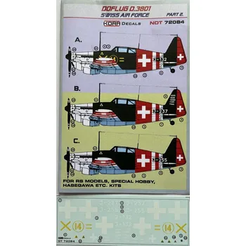 Plastikový model KORA Models 1/72 Decals Doflug D.3801 Swiss Air Force Part 2