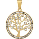Ocelový přívěsek strom života Yenny se zirkony pozlacený KMM56672