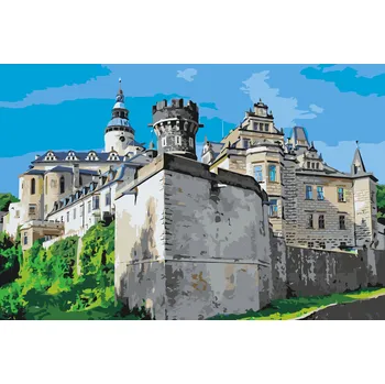 Malování podle čísel - Hrad a Zámek Frýdlant Velikost: 40x60cm, Rámování: Pouze srolované plátno
