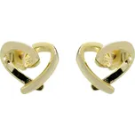 Stříbrné náušnice ve zlaté barvě s motivem nepřesně spojeného srdce