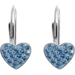 Stříbrné náušnice se Swarovski Elements srdce Aqua