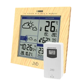 Budík JVD Rádiem řízená meteorologická stanice v imitaci dřeva JVD RB9233.1