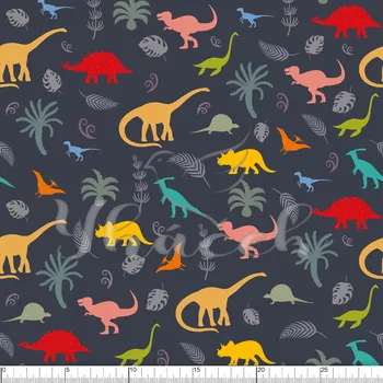 Zakázkový tisk, softshell, kočárkovina... Dinosauři a listy Látky k tisku: Fleece