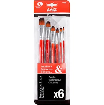 Umělecký štětec Main Papel S.L. Štětce ploché kočičí jazýček vel.12, 10, 8, 6, 4, 2 sada č.1 (6ks)