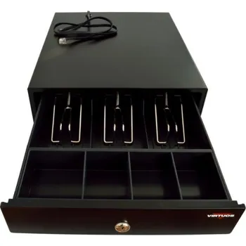 Pokladní zásuvka Virtuos pokladní zásuvka mikro EK-300C, 9V-24V, s kabelem 24V, pořadač 3/4, černá