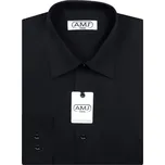 Pánská košile AMJ jednobarevná JDS017, černá, dlouhý rukáv, slim fit, vel. 45