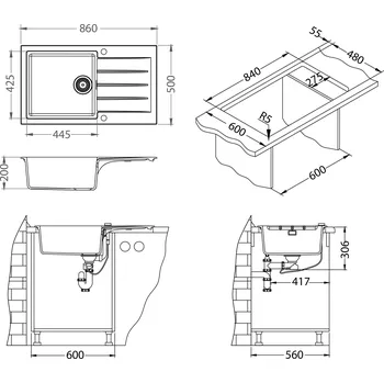 Granitový dřez Alveus CADIT 40 bílý 11