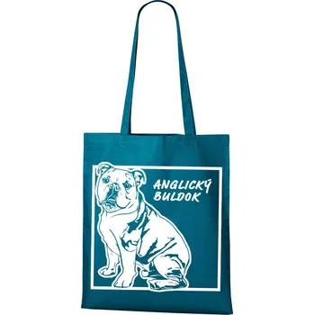 Plátěná taška Anglický buldok, Barva Petrolejová, Velikost 40×45 cm, Canvas Nákupní taška Bezvatriko.cz 1150