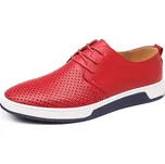 Kožené pánské polobotky šněrovací, nazouvací a děrované Velikost: 38, Barva (Varianta): Vínová s dírami