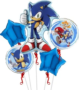 Balónek PartyDeco Sada fóliových balonků Ježek Sonic 5 ks