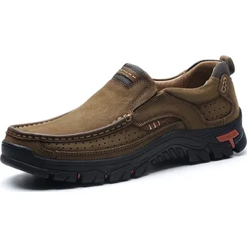 Pánské mokasíny Kožené tenisky prodyšné a děrované boty trekové Velikost: 38, Barva (Varianta): Khaki