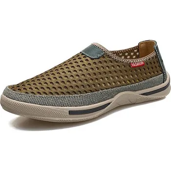 Pánské mokasíny Síťované loafers pánské letní boty Barva: Světle zelená, Velikost: 38