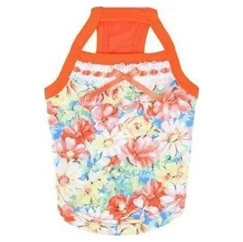 Obleček pro psa Puppia tílko Spring Garden oranžové varianta S