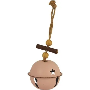 Vánoční dekorace Rolnička růžová kovová 6,5 cm