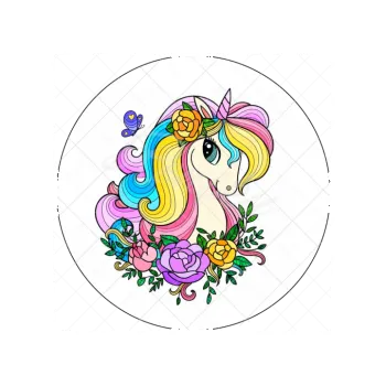 Jedlá dekorace na dort JEDNOROŽEC a květiny, VARIANTA Jedlý papír 1549