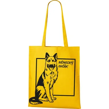 Plátěná taška Německý ovčák, Barva Žlutá, Velikost 40×45 cm, Canvas Nákupní taška Bezvatriko.cz 1021