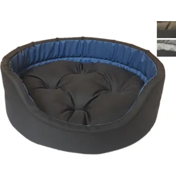 Pelíšek pro psa Pelech ovál s polštářem Basic Duo 75x66x19cm,tm.šedá/modrá