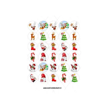 Jedlá dekorace na dort VÁNOČNÍ MIX 4 cm, VARIANTA Jedlý papír 1553