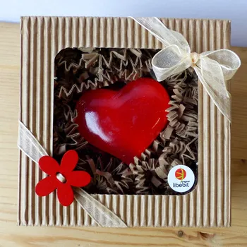 Dárková krabička Krabička na mýdlo /vel.1/ s dřevěnou dekorací (Dárkové krabičky z vlnité lepenky)