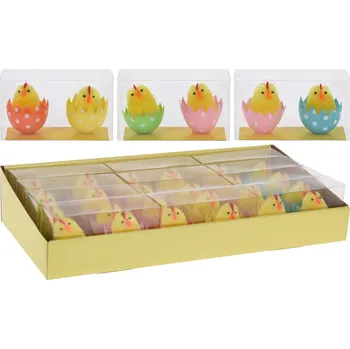 Velikonoční dekorace Dekorace velikonoční 10,8x6x4 cm 2 ks kuřátka ve skořápce
