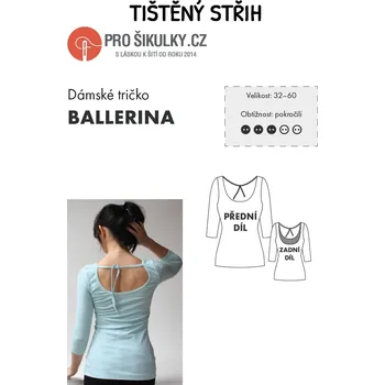 Nit Střih na dámské tričko s hlubokým výstřihem na zádech BALLERINA