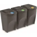 Sada 3 odpadkových košů na tříděný odpad SORTIBOX, objem 3x35 l, barva antracit