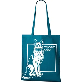 Plátěná taška Německý ovčák, Barva Petrolejová, Velikost 40×45 cm, Canvas Nákupní taška Bezvatriko.cz 1021