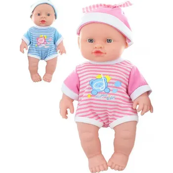 Panenka Panenka miminko 24cm v pyžámku tvrdé těličko na baterie v igelitu 2 barvy Zvuk