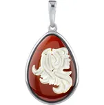 Stříbrný přívěsek s Jantarem a znamením zvěrokruhu vyrytým do kamene - Panna AAJ823P09