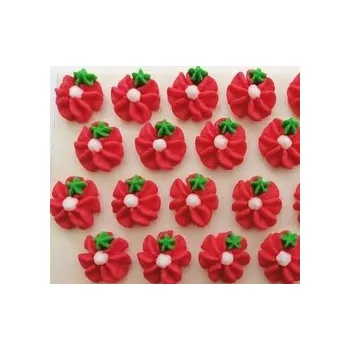 Jedlá dekorace na dort Cukrová ozdoba - KYTIČKY červené