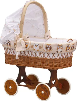 Kolébka pro miminko Scarlett Proutěný košík na miminko s boudičkou sovička hnědý