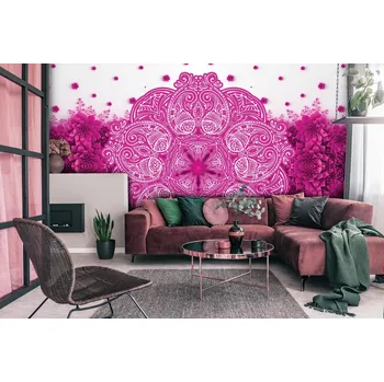 Tapeta Malvis ® Tapeta Růžová mandala s květy Vel. (šířka x výška): 288 x 200 cm