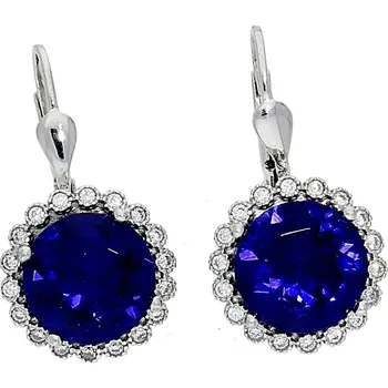 Náušnice Goldstore Kulaté náušnice se safíry a zirkony Váha: 5.40 g